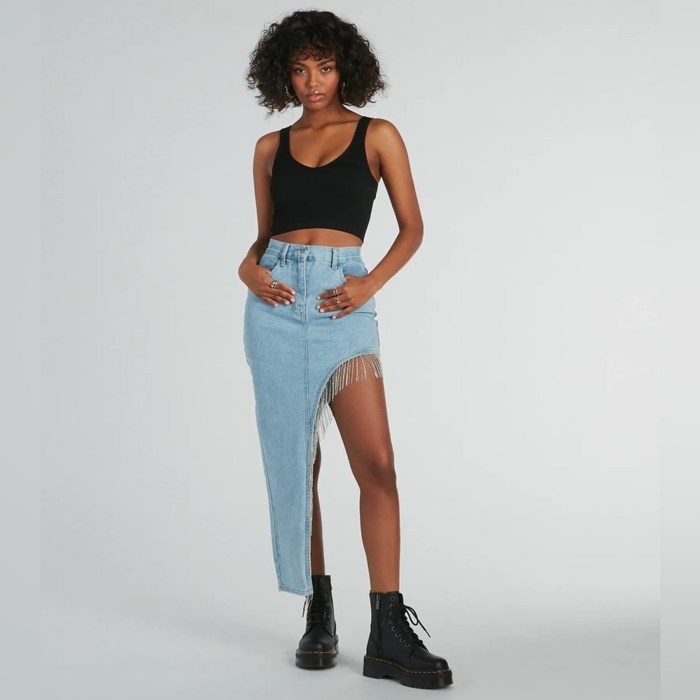 Windsor glitzy denim maxi skirt